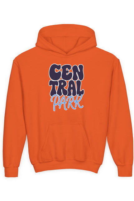 Central Park Youth Hoodie — Retro Bubble Text Kids Sweatshirt