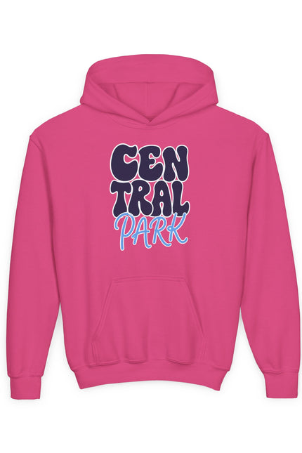 Central Park Youth Hoodie — Retro Bubble Text Kids Sweatshirt