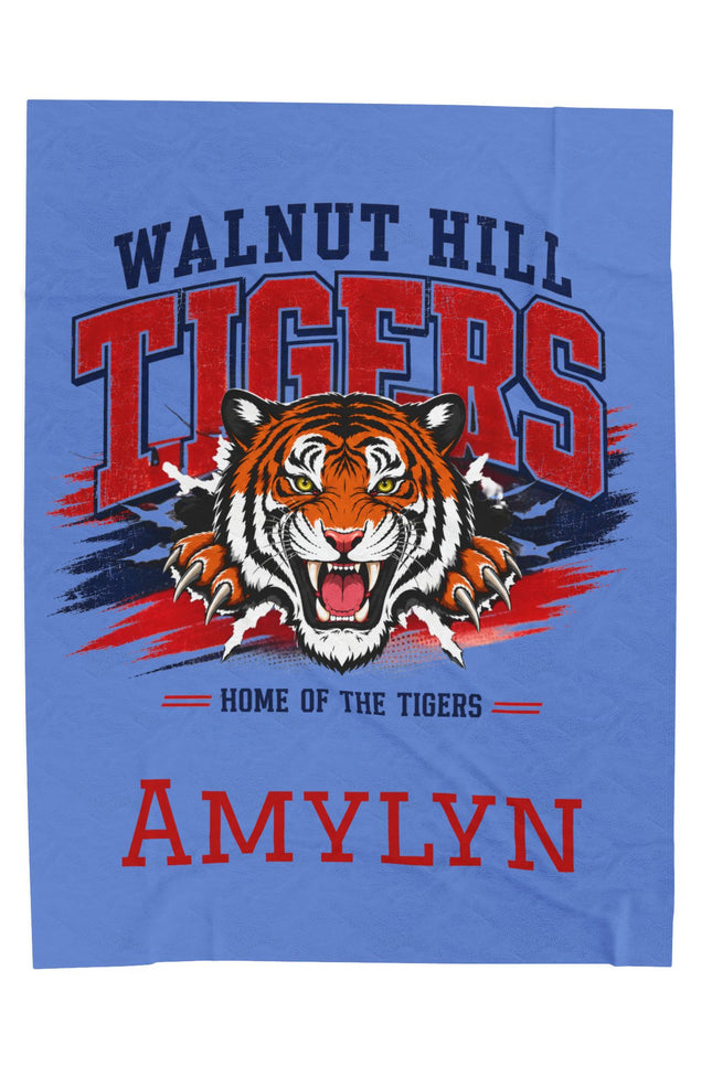 Walnut Hill Tigers tiger mascot Velveteen Plush Blanket | Personalized name option