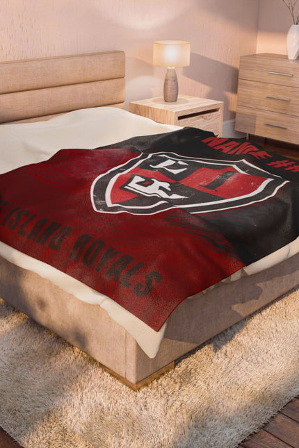 Long Island Royals Hockey Personalized Velveteen Plush Blanket