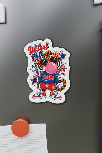 Walnut Hill Tigers Tiger Mascot Die-Cut Magnet — Bubblegum & Sunglasses School Spirit