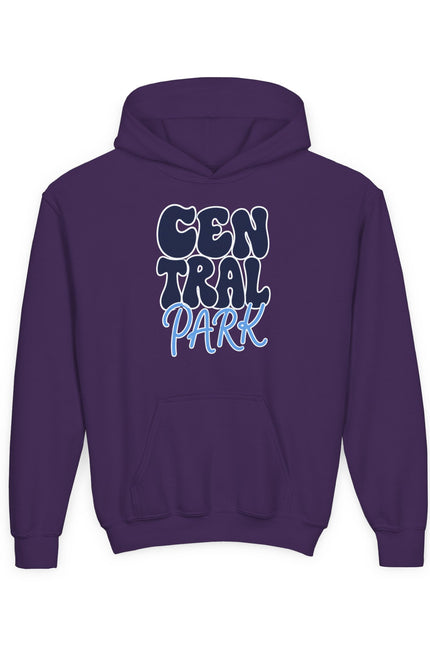 Central Park Youth Hoodie — Retro Bubble Text Kids Sweatshirt