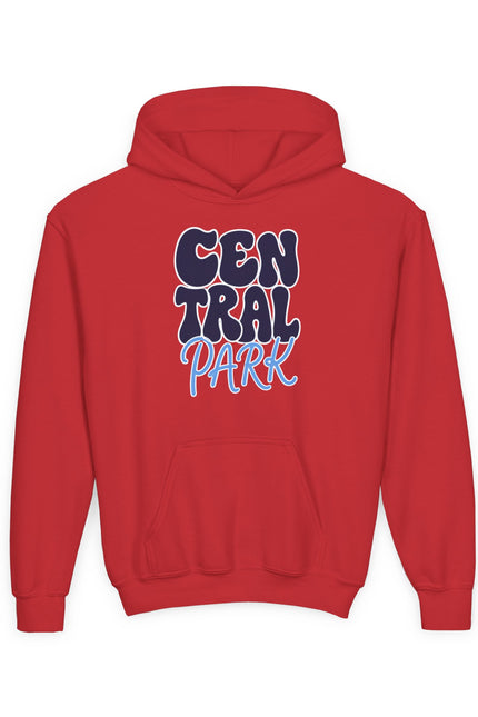 Central Park Youth Hoodie — Retro Bubble Text Kids Sweatshirt