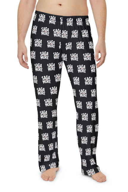 Pajama Pants — Allover 'SAGA MORE' Black Lounge Sleepwear