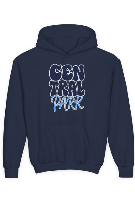 Central Park Youth Hoodie — Retro Bubble Text Kids Sweatshirt