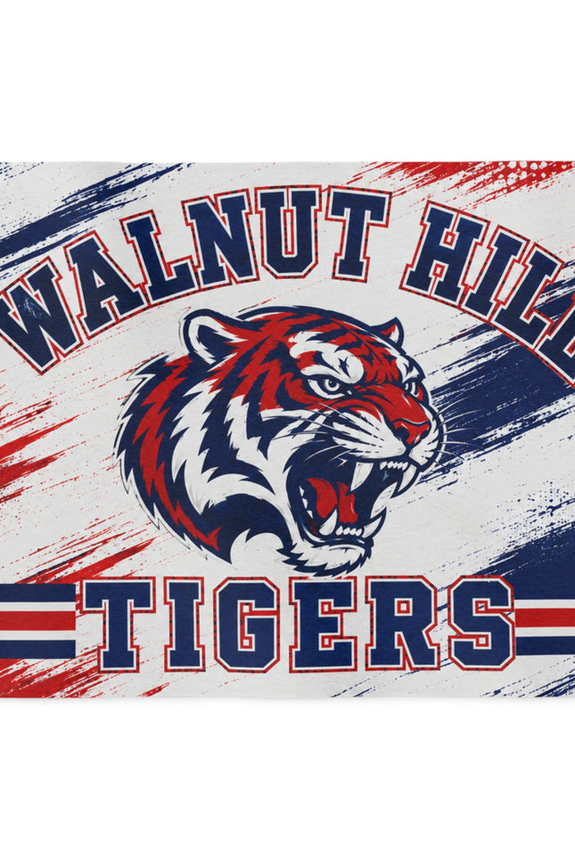 Walnut Hill Tigers Sweatshirt Blanket – Red & Navy Mascot Throw