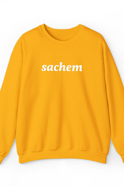 Sachet Script Crewneck Sweatshirt — Minimal Black Pullover with "sachem" Text
