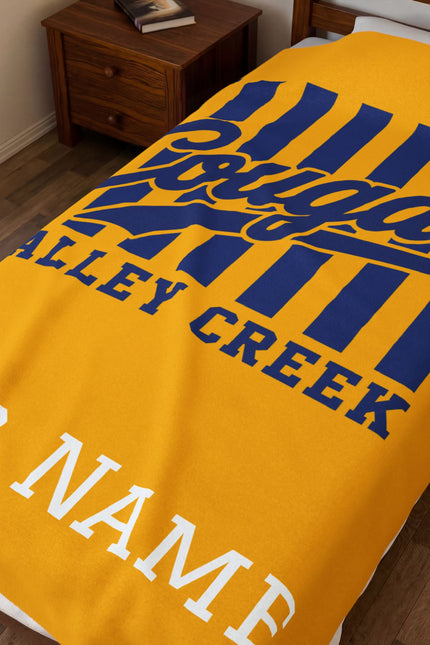 Personalized Cougars Velveteen Plush Blanket — Valley Creek Team Throw with Custom Name