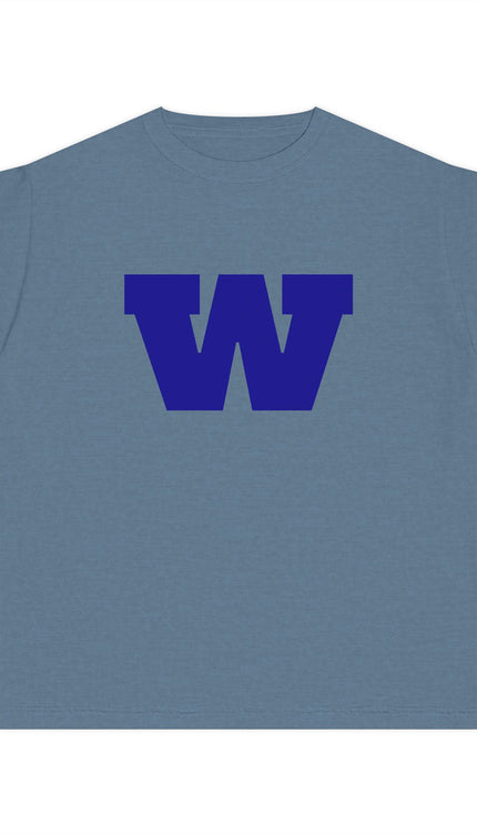Whitcomb Classic Block 'W' School Spirit Shirt with Custom Back Name (Cotton Colors Tee)
