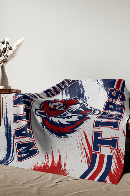 Walnut Hill Tigers Sweatshirt Blanket – Red & Navy Mascot Throw