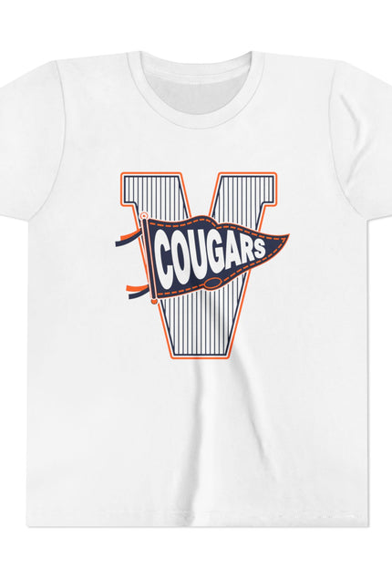 Youth Tee — 'V' Cougars Pennant Vintage Sports Shirt