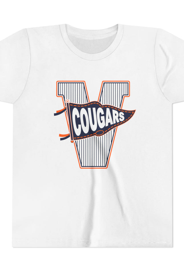 Youth Tee — 'V' Cougars Pennant Vintage Sports Shirt