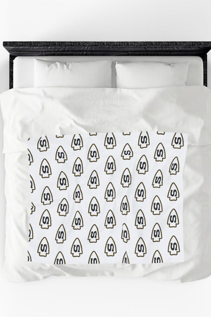 Custom Repeating Logo Velveteen Plush Blanket — Personalized Logo Blanket