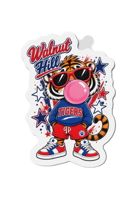 Walnut Hill Tigers Tiger Mascot Die-Cut Magnet — Bubblegum & Sunglasses School Spirit