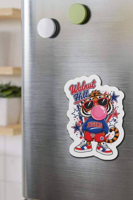 Walnut Hill Tigers Tiger Mascot Die-Cut Magnet — Bubblegum & Sunglasses School Spirit