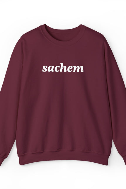Sachet Script Crewneck Sweatshirt — Minimal Black Pullover with "sachem" Text