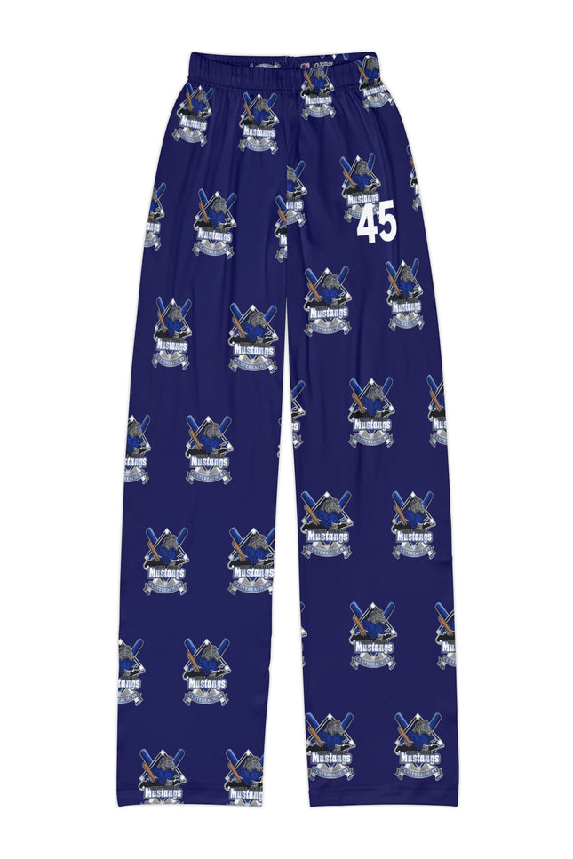 Kids Lounge Pants — Blue All-Over Print Baseball Mascot with Number 45