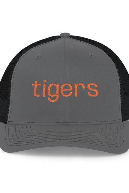 Tigers Snapback Trucker Cap — Retro Orange Embroidered Mesh Hat