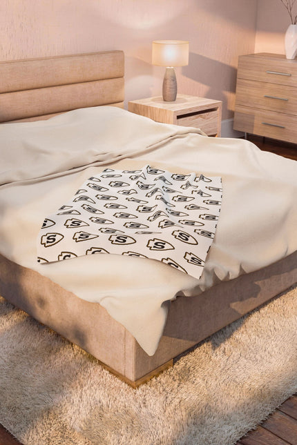 Custom Repeating Logo Velveteen Plush Blanket — Personalized Logo Blanket