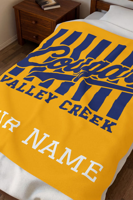 Personalized Cougars Velveteen Plush Blanket — Valley Creek Team Throw with Custom Name