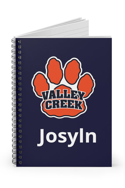 Valley Creek Paw Personalized Spiral Notebook - Custom Name Ruled Journal