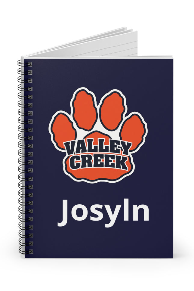 Valley Creek Paw Personalized Spiral Notebook - Custom Name Ruled Journal