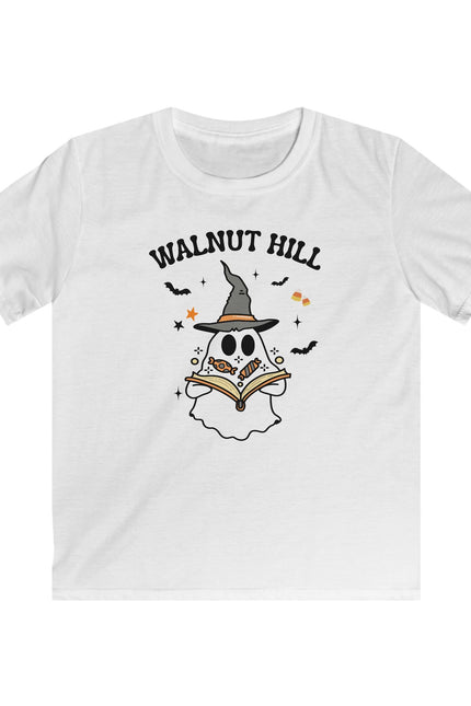 Kids Halloween Ghost T‑Shirt — 'Walnut Hill' Reading Witch Ghost Tee