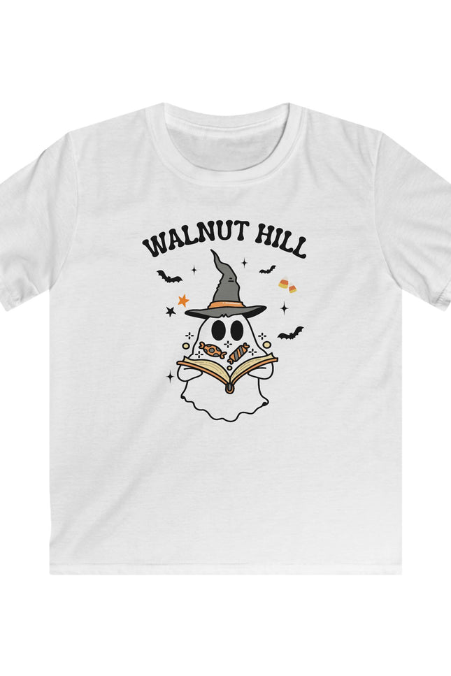 Kids Halloween Ghost T‑Shirt — 'Walnut Hill' Reading Witch Ghost Tee