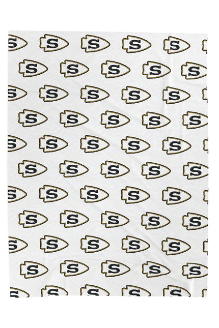 Custom Repeating Logo Velveteen Plush Blanket — Personalized Logo Blanket