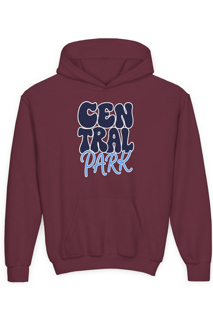 Central Park Youth Hoodie — Retro Bubble Text Kids Sweatshirt