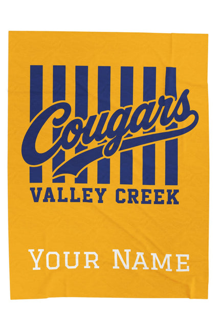 Personalized Cougars Velveteen Plush Blanket — Valley Creek Team Throw with Custom Name