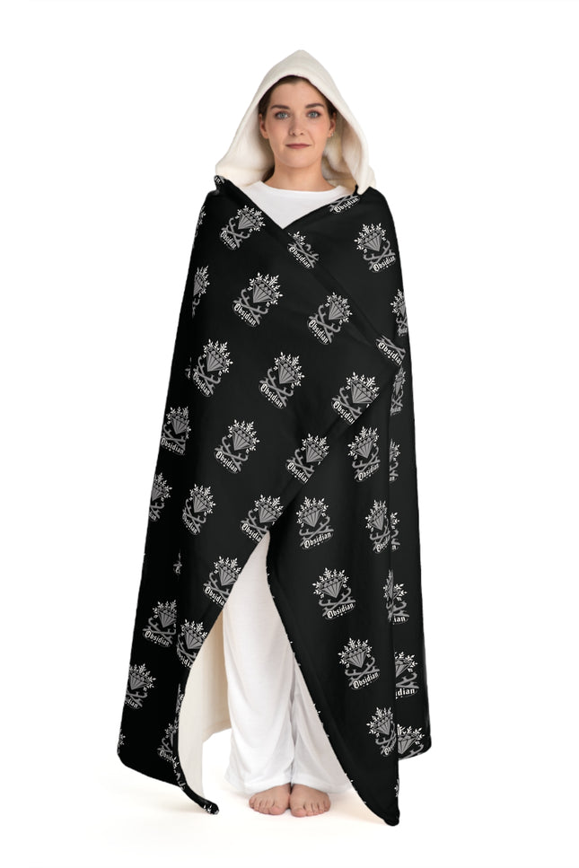 Hooded Sherpa Fleece Blanket with Gothic Skull Pattern