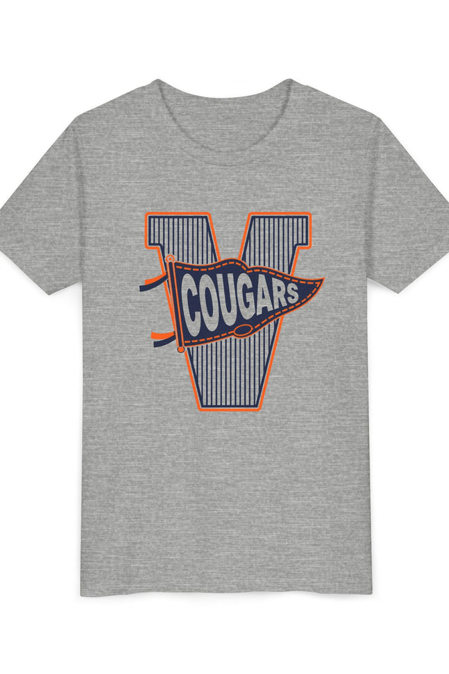 Youth Tee — 'V' Cougars Pennant Vintage Sports Shirt