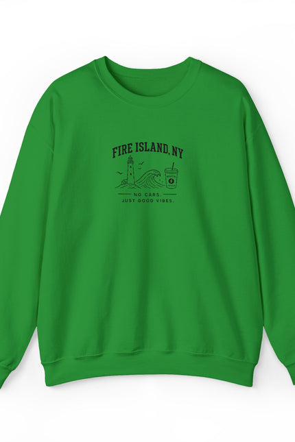 Fire Island NY Crewneck Sweatshirt — Vintage Beach Map Graphic