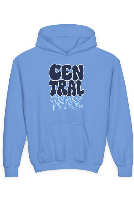 Central Park Youth Hoodie — Retro Bubble Text Kids Sweatshirt