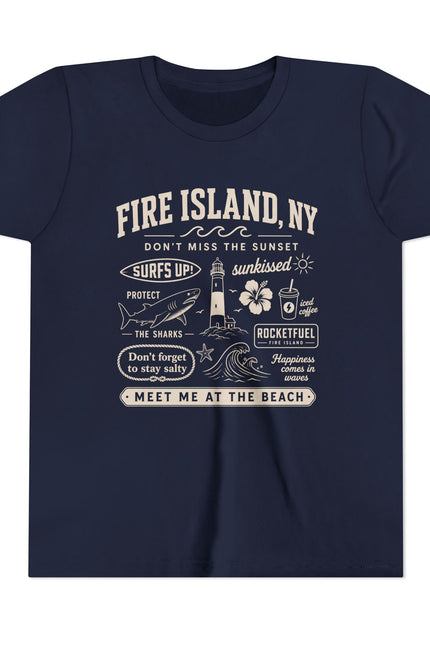 Fire Island, NY Youth Tee — 'Meet Me at the Beach' Graphic Shirt