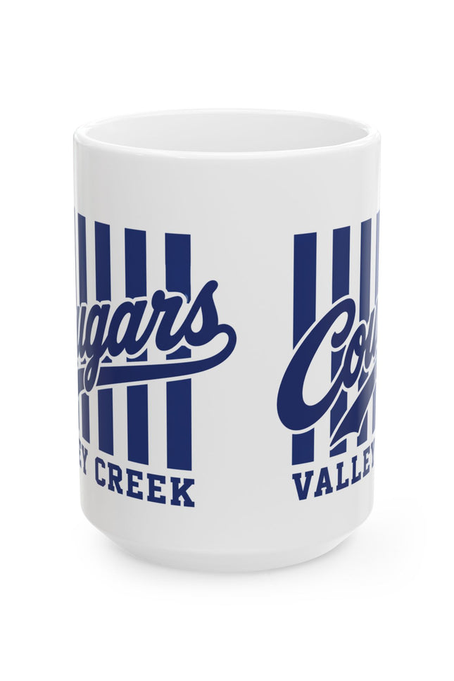 Cougars Valley Creek Ceramic Mug — Retro Striped Team Coffee Cup (11oz, 15oz)