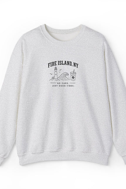 Fire Island NY Crewneck Sweatshirt — Vintage Beach Map Graphic