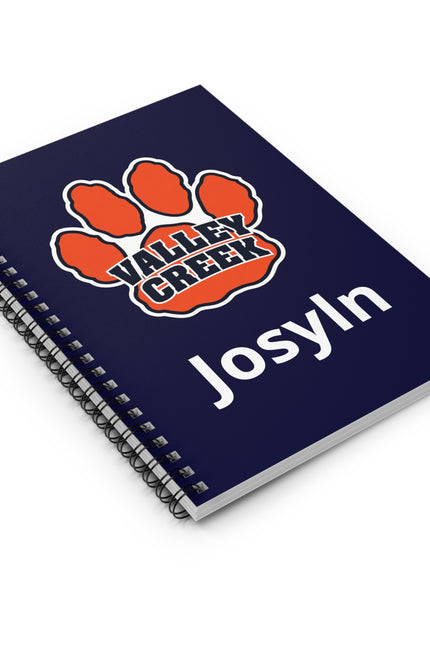 Valley Creek Paw Personalized Spiral Notebook - Custom Name Ruled Journal