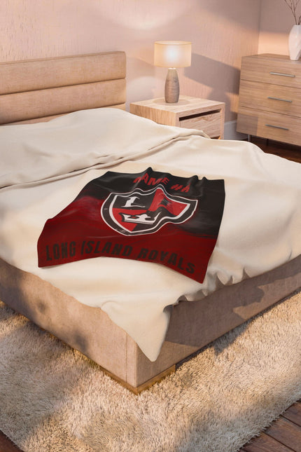 Long Island Royals Hockey Personalized Velveteen Plush Blanket