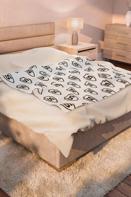 Custom Repeating Logo Velveteen Plush Blanket — Personalized Logo Blanket