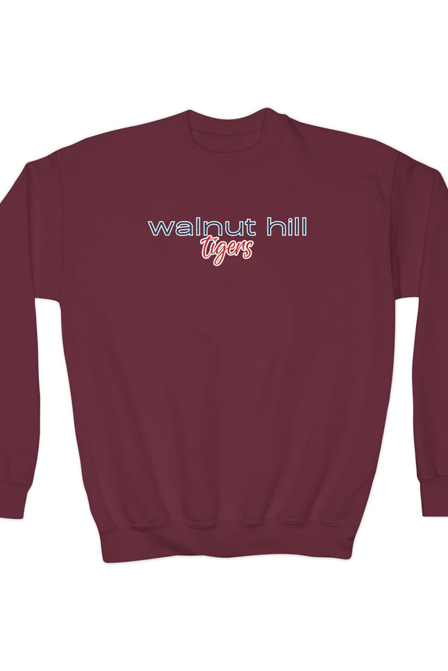 Walnut Hill Tigers Youth Crewneck Sweatshirt — School Spirit Black Pullover