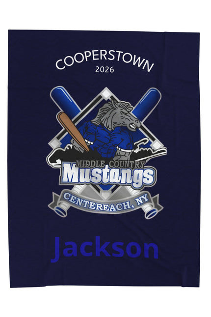 Personalized Mustangs Velveteen Plush Blanket – Cooperstown 2026 Centerreach, NY (Jackson)