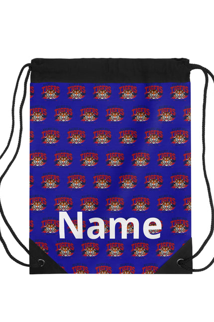 Personalized Drawstring Bag — Custom Name Blue Pattern Sports Backpack