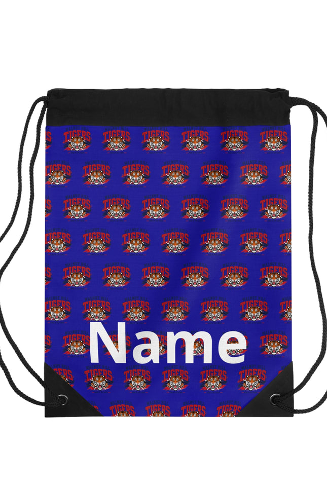 Personalized Drawstring Bag — Custom Name Blue Pattern Sports Backpack