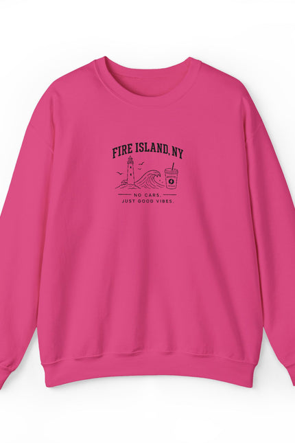 Fire Island NY Crewneck Sweatshirt — Vintage Beach Map Graphic