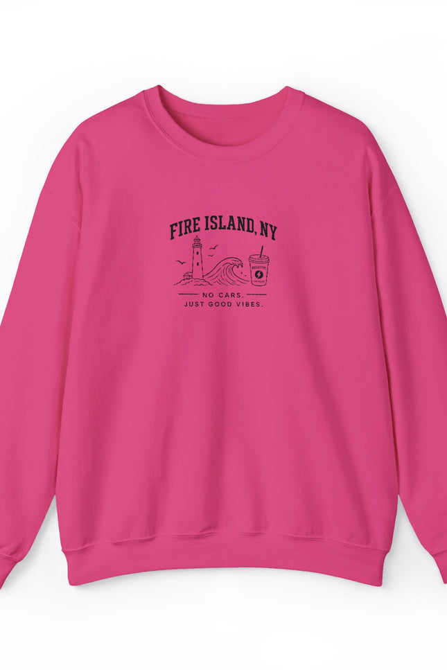 Fire Island NY Crewneck Sweatshirt — Vintage Beach Map Graphic
