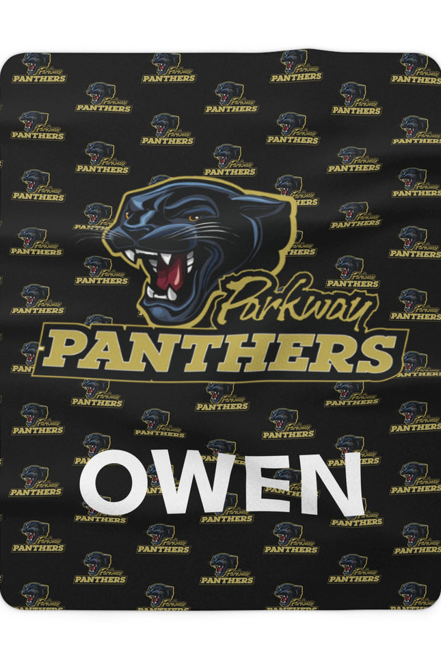 Personalized Parkway Panthers Sherpa Blanket – Custom Name Owen