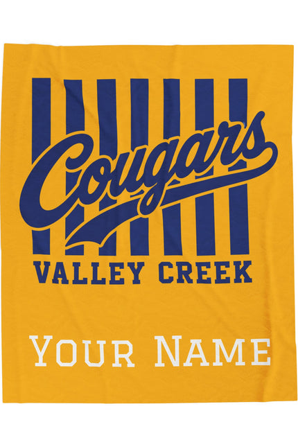 Personalized Cougars Velveteen Plush Blanket — Valley Creek Team Throw with Custom Name