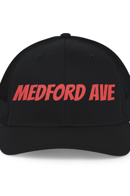 Medford Ave Trucker Cap — Retro Script Snapback Hat